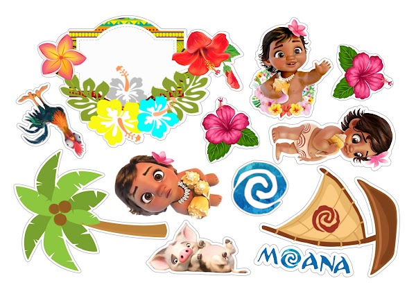Cake Topper Baby Moana Bebé Hawaiana (PDF + JPG)