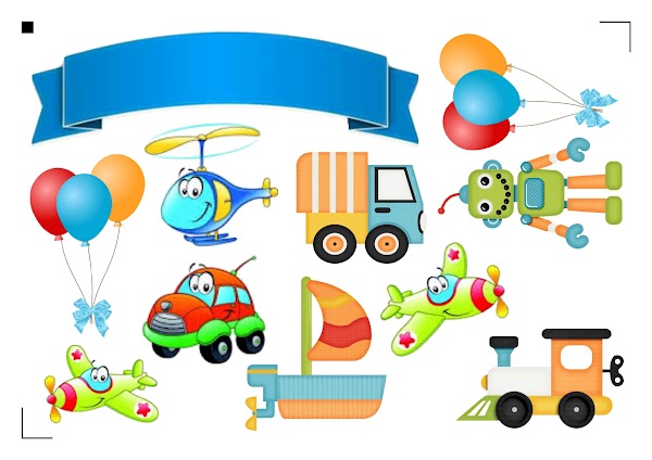 Cake Topper Juguetes de Niño y Autos (PDF + JPG)