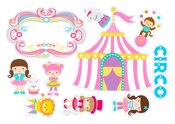 Cake Topper Circo Mágico Niña Payasita (PDF + JPG)