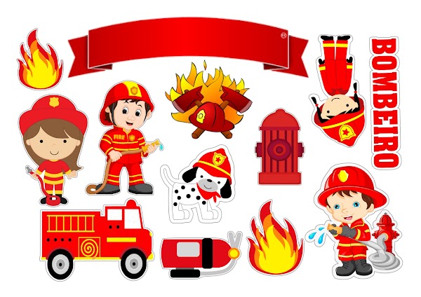 Cake Topper Bomberos y Camión de Rescate (PDF + JPG)