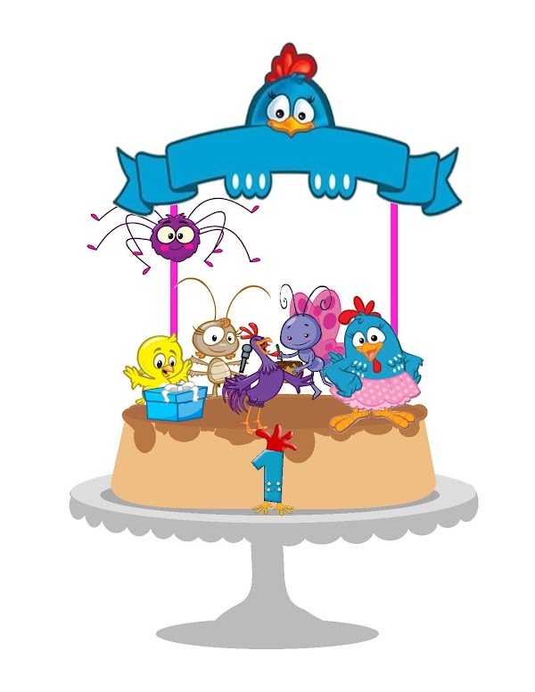 Cake Topper Gallina Pintadita Infantil en Pastel de Granja
