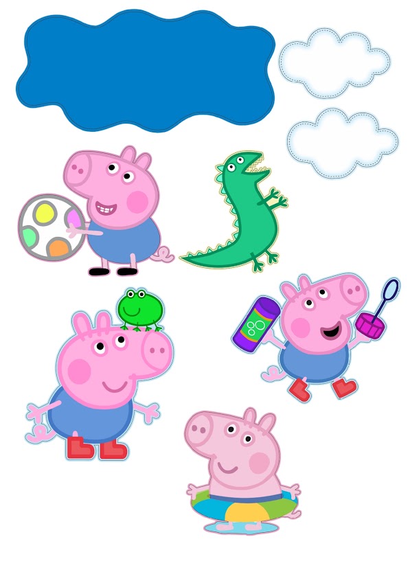 Cake Topper George Pig con Dinosaurio (PDF + JPG)