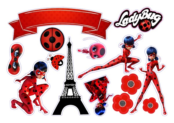 Cake Topper Miraculous Ladybug y Cat Noir (PDF + JPG)