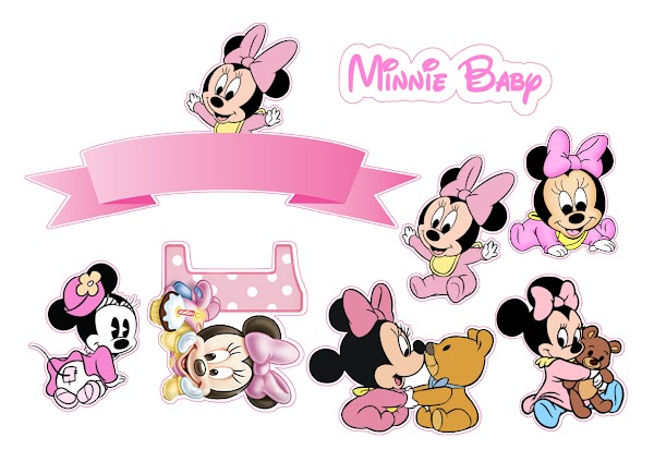Cake Topper Minnie Mouse Bebé Primer Añito (PDF + JPG)