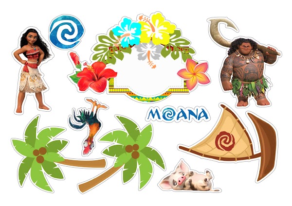 Cake Topper Moana y Maui Aventura en el Mar (PDF + JPG)