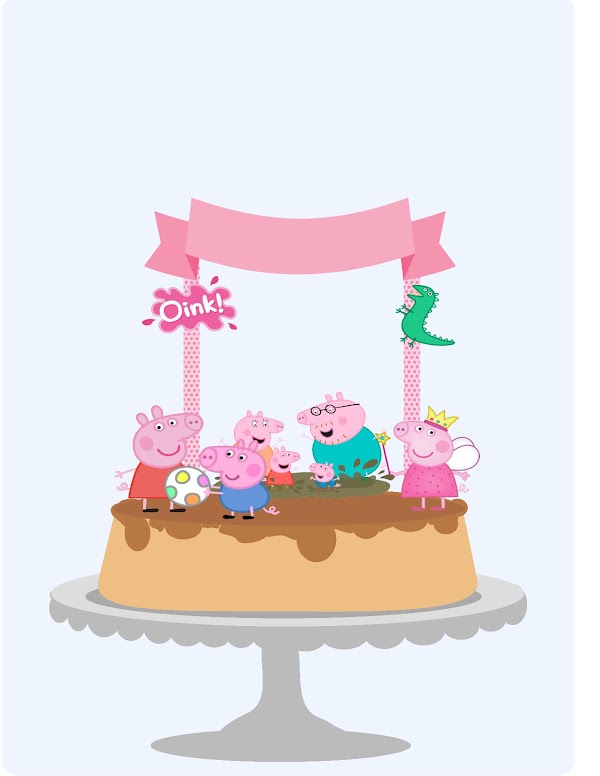 Cake Topper Peppa Pig Montado en Pastel de Cumpleaños