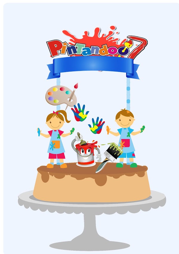 Cake Topper Pintando o Sete Fiesta Creativa en Pastel