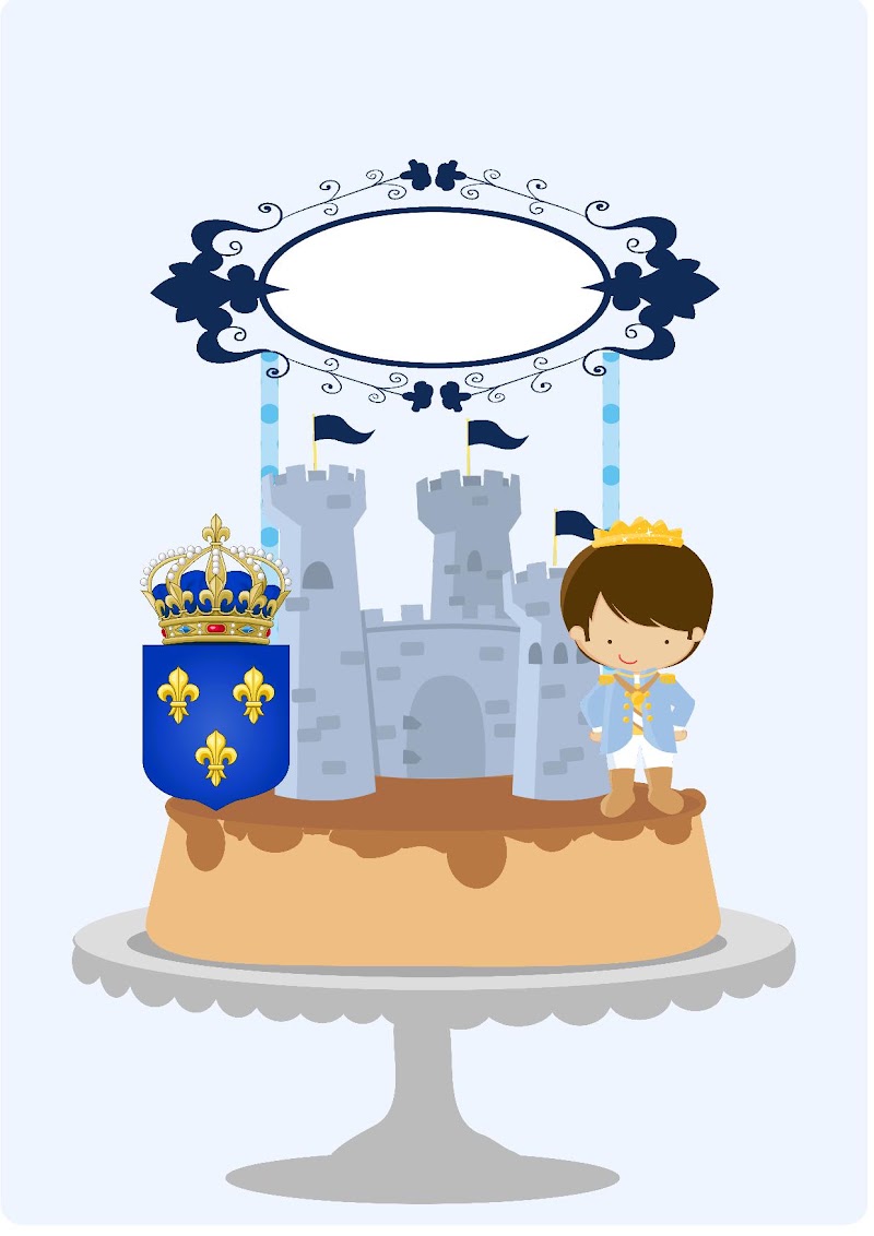 Cake Topper Corona Realeza Azul Príncipe en Pastel