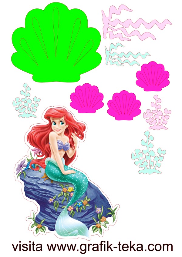 Cake Topper La Sirenita Ariel y Bajo el Mar (PDF + JPG)