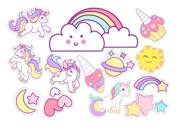 Cake Topper Unicornio Mágico Dorado y Flores (PDF + JPG)