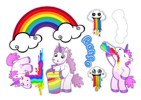 Cake Topper Unicornio Estrellas y Nubes (PDF + JPG)