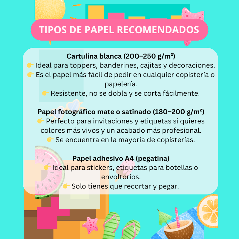 📄 Tipos de Papel Recomendados para Cotillón