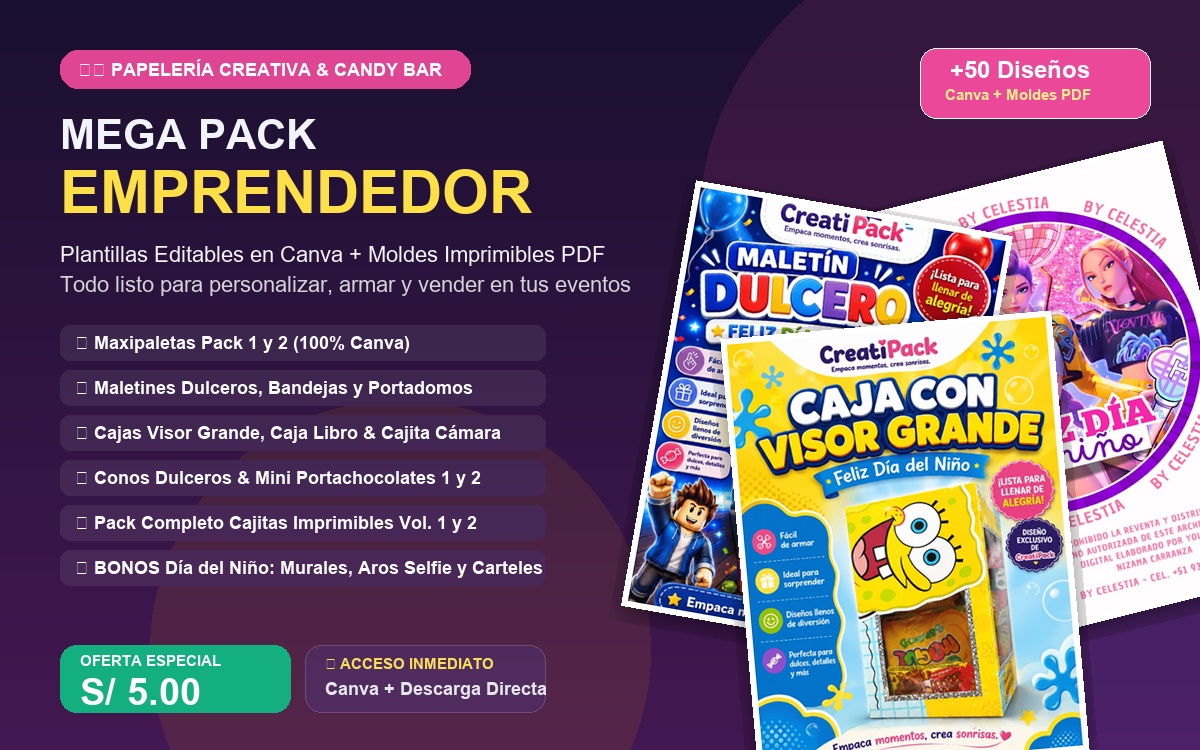 Pack Emprendedor 🎁✂️ – Papelería Creativa, Cajitas & Dulceros