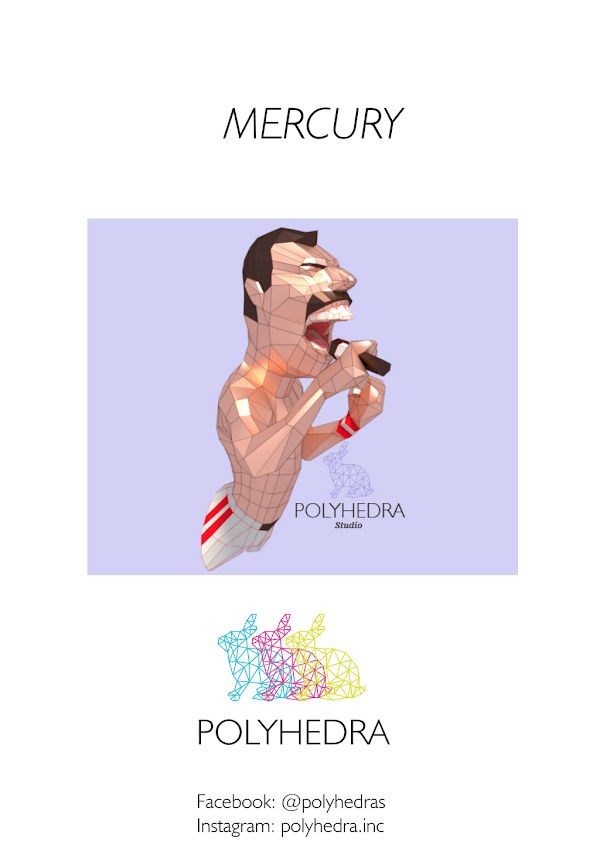 Freddie Mercury – Busto Escultura 3D Papercraft