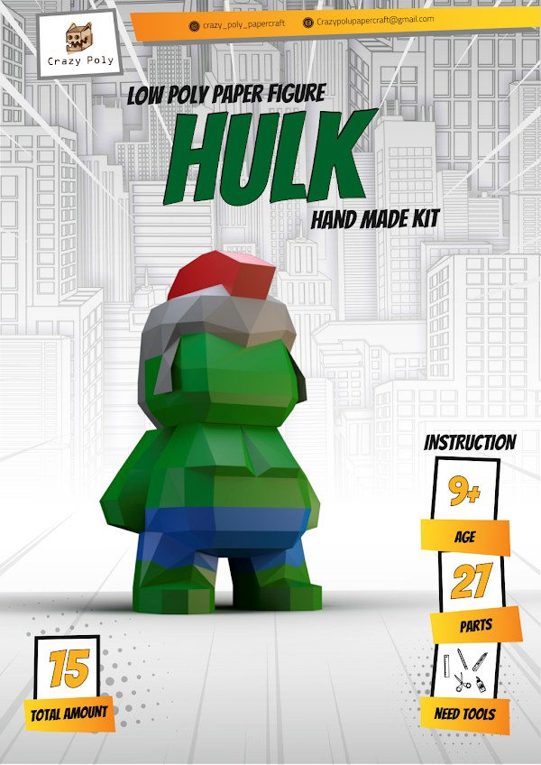 Hulk Gigante 3D – Escultura Poligonal Papercraft