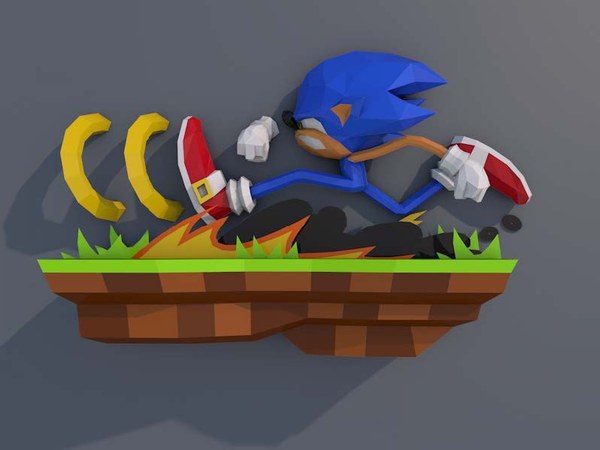 Sonic The Hedgehog 3D – Escultura Papercraft