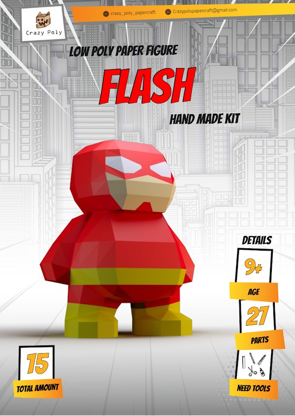 The Flash – Casco Escultura 3D Papercraft