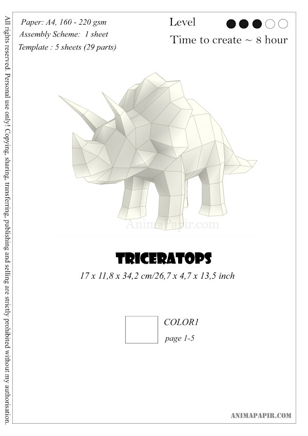 Triceratops 3D – Dinosaurio con Tres Cuernos