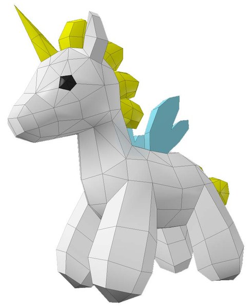 Unicornio de Pie 3D con Cuerno Mágico