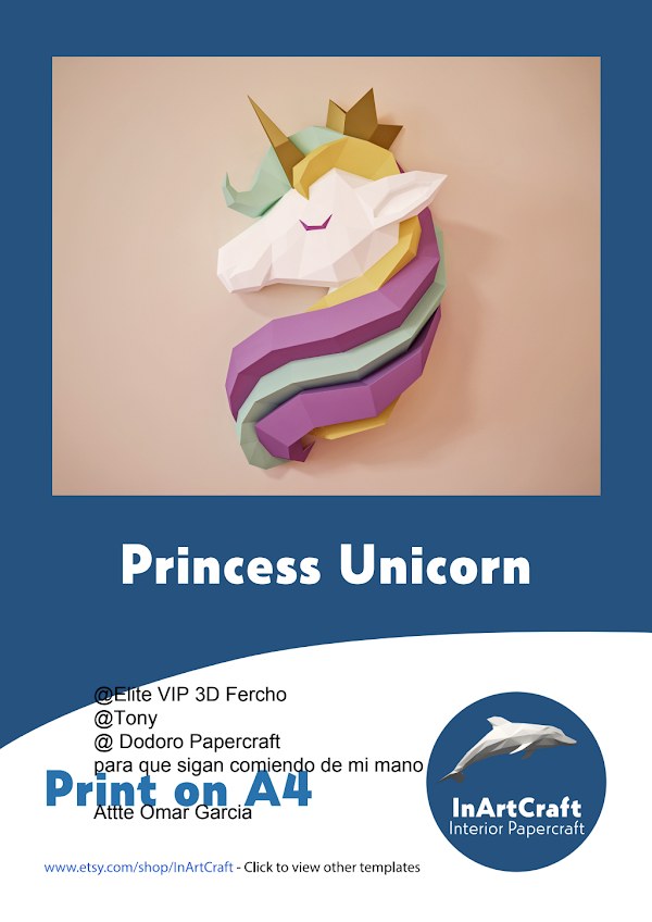 Unicornio Trofeo de Pared 3D