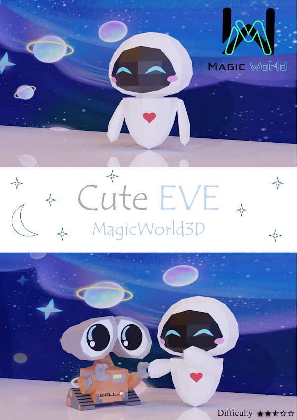 Wall-E & Eva – Figuras 3D Papercraft