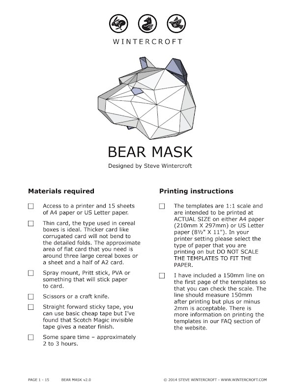Wintercroft Máscara de Oso Pardo (Bear Mask)