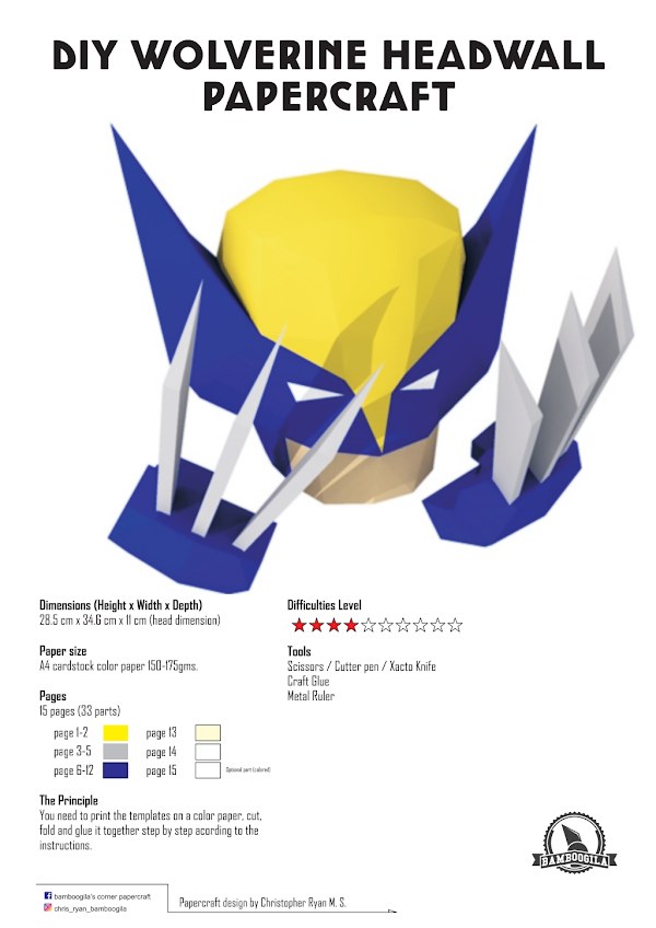 Wolverine – Máscara 3D Marvel Papercraft